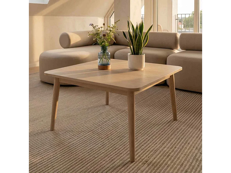 Table basse Nyborg - Carrée - Chêne massif et - huile blanche