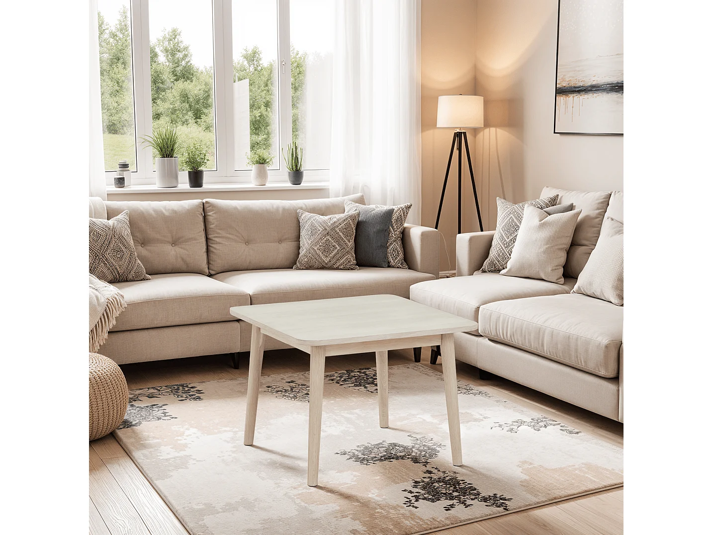 Quadratischer Couchtisch Nyborg - Eichenholz & MDF - Weißöl