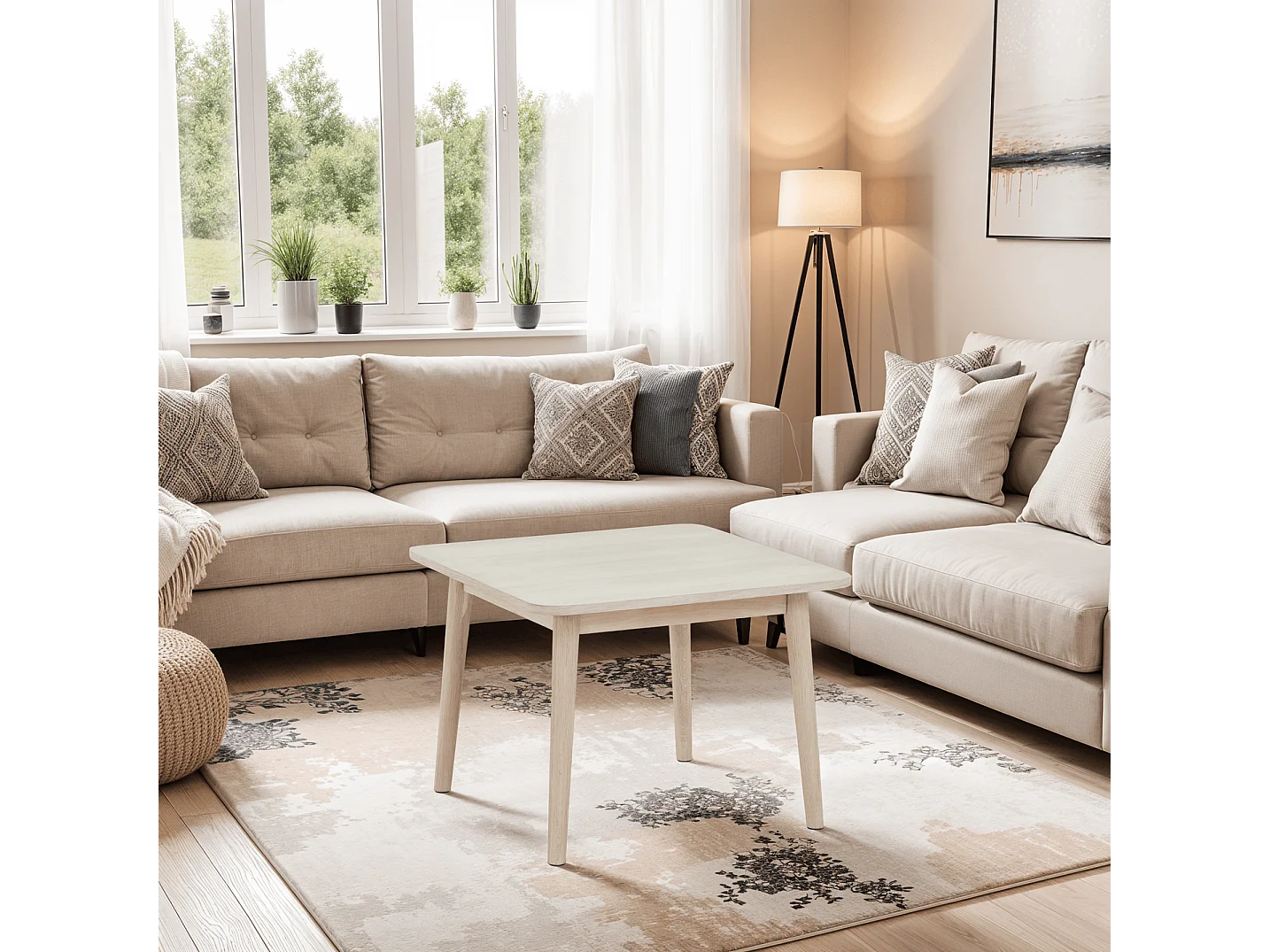 Table basse Nyborg - Carrée - Chêne massif et - huile blanche