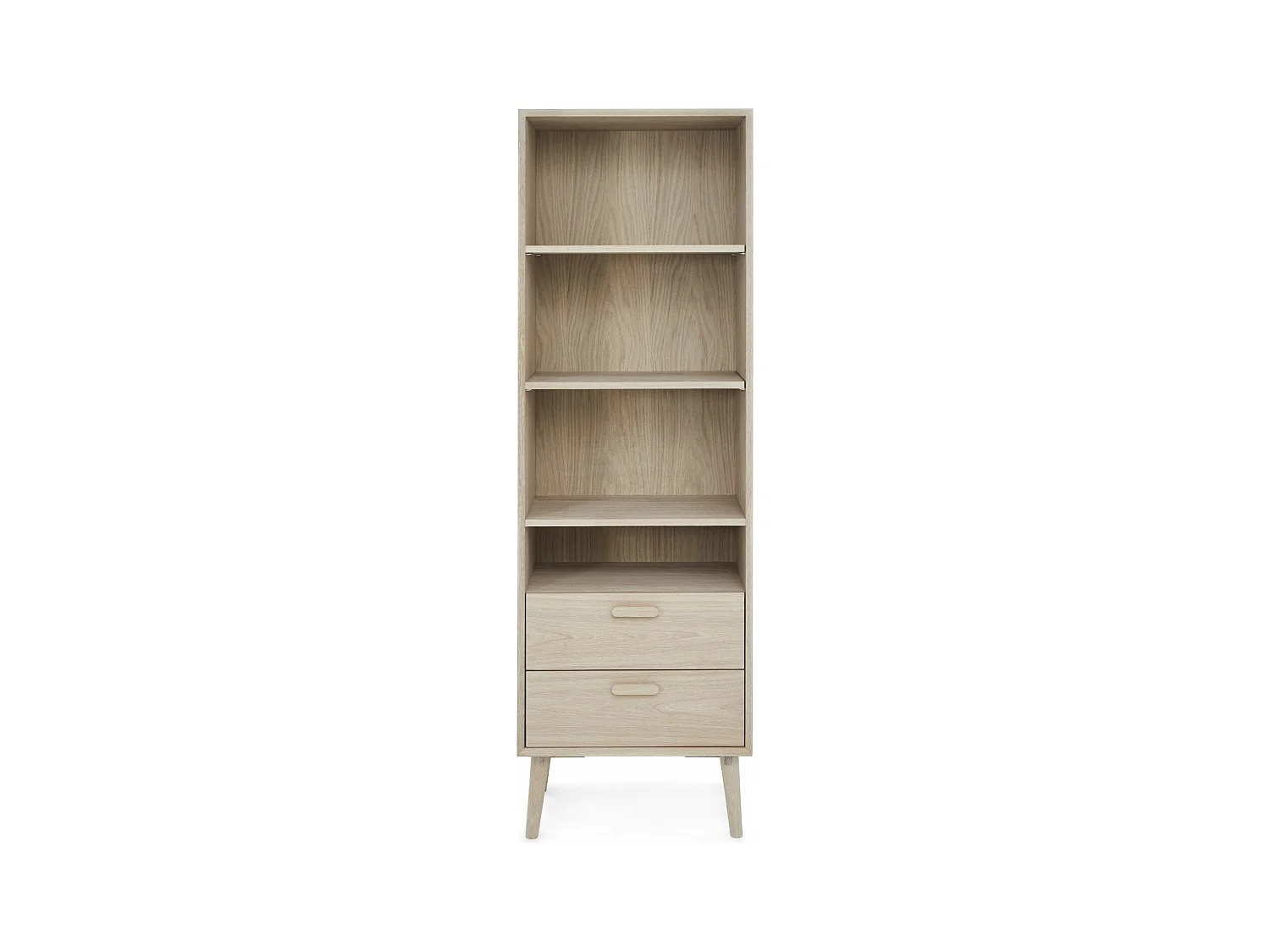 Boekenkast Porto - met 4 nissen, 2 laden - Massief eikenhout & MDF - Witte olie