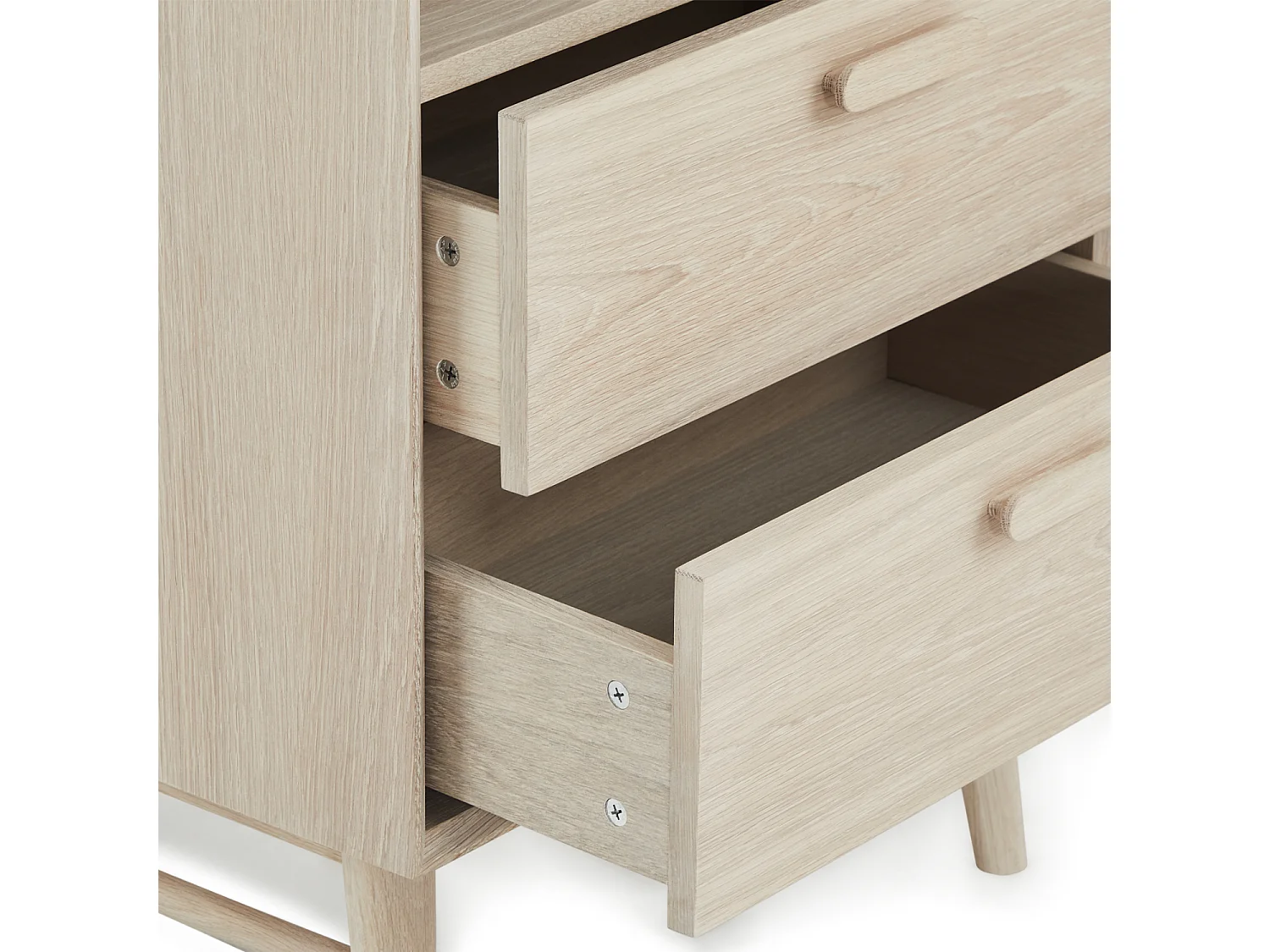 Bibliothèque Porto avec 4 étagères et 2 tiroirs - Chêne massif et MDF - huile blanche