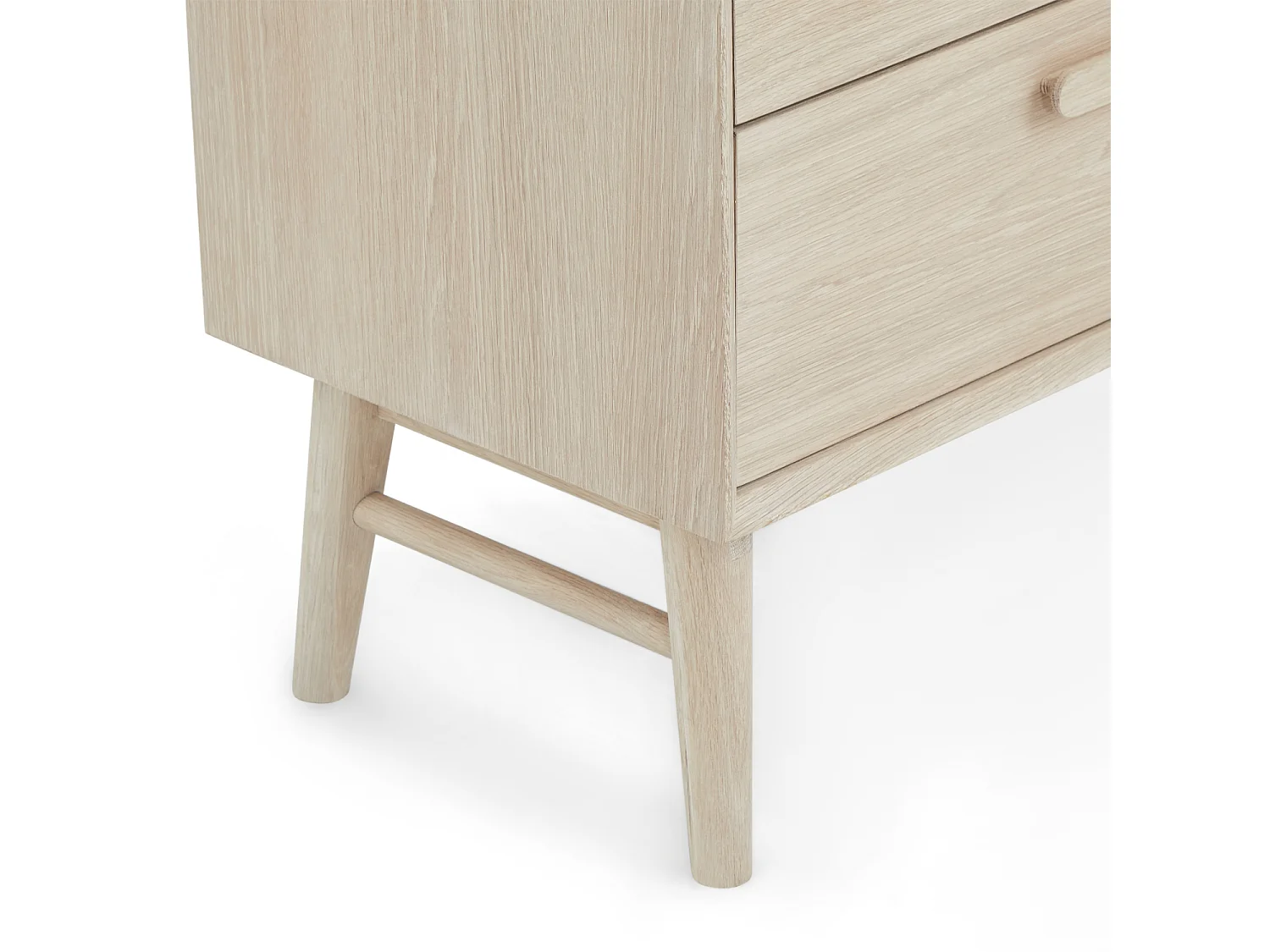 Bibliothèque Porto avec 4 étagères et 2 tiroirs - Chêne massif et MDF - huile blanche