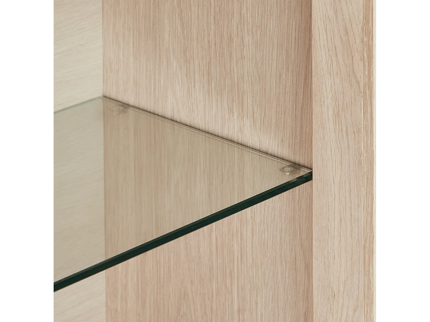 Vitrine murale Porto avec 4 portes et 4 niches - Chêne massif et MDF - huile blanche