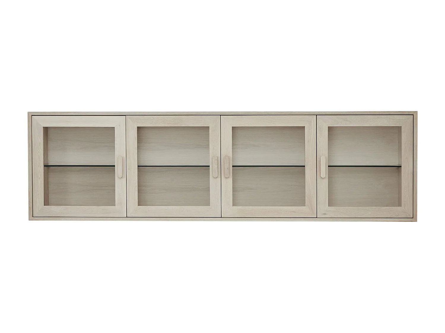 Vitrine murale Porto avec 4 portes et 4 niches - Chêne massif et MDF - huile blanche