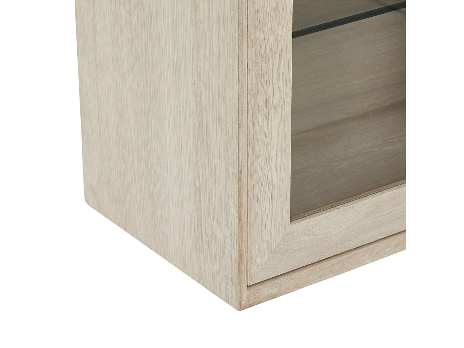 Vitrine murale Porto avec 4 portes et 4 niches - Chêne massif et MDF - huile blanche