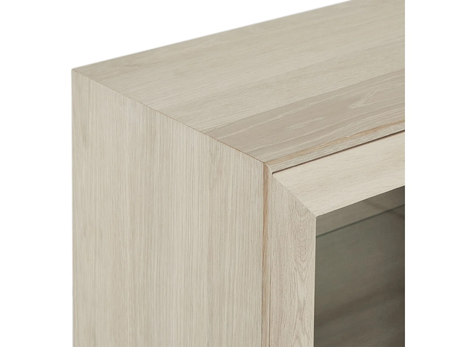 Vitrine murale Porto avec 4 portes et 4 niches - Chêne massif et MDF - huile blanche