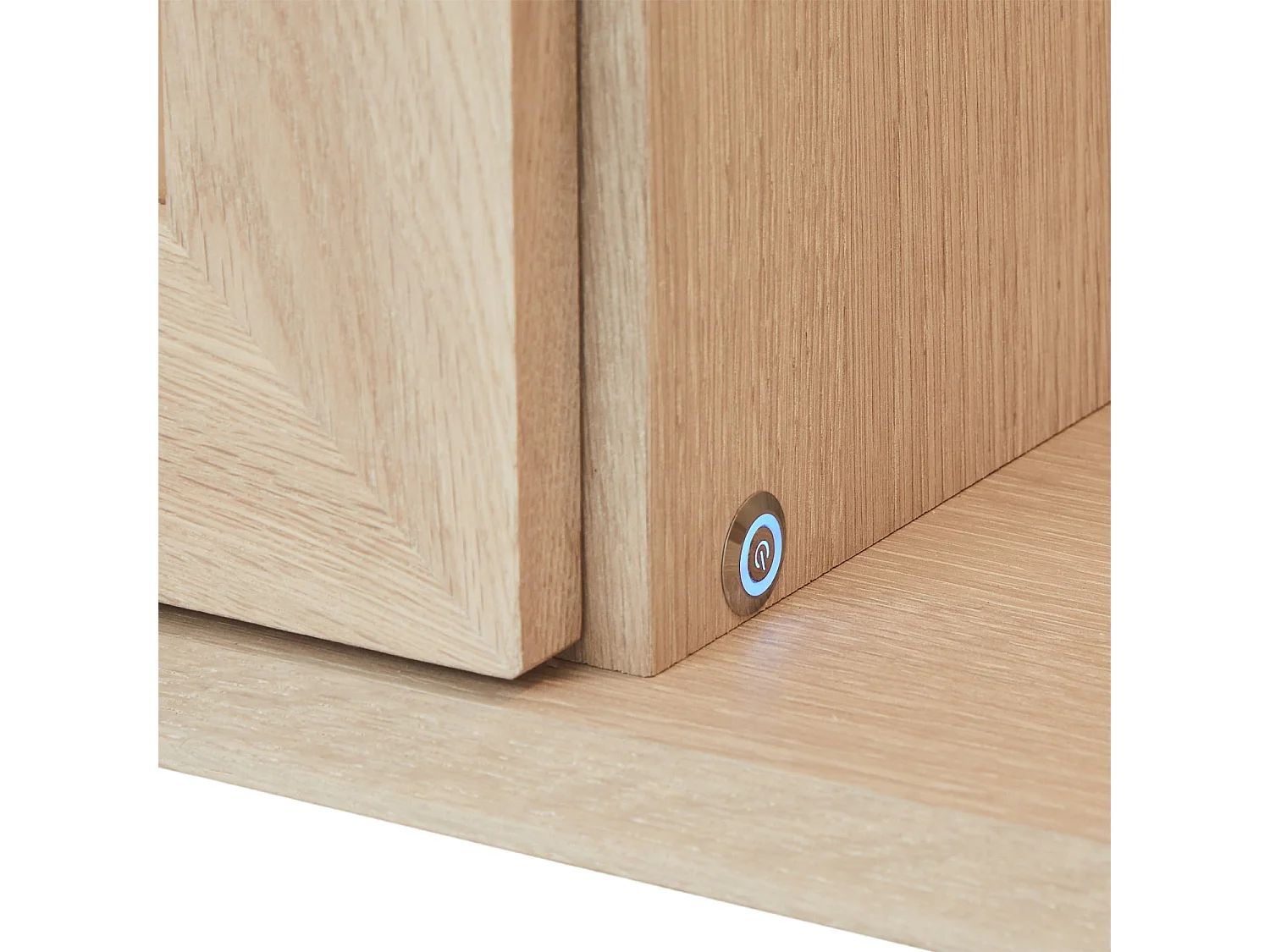 Vitrine murale Porto avec 4 portes et 4 niches - Chêne massif et MDF - huile blanche