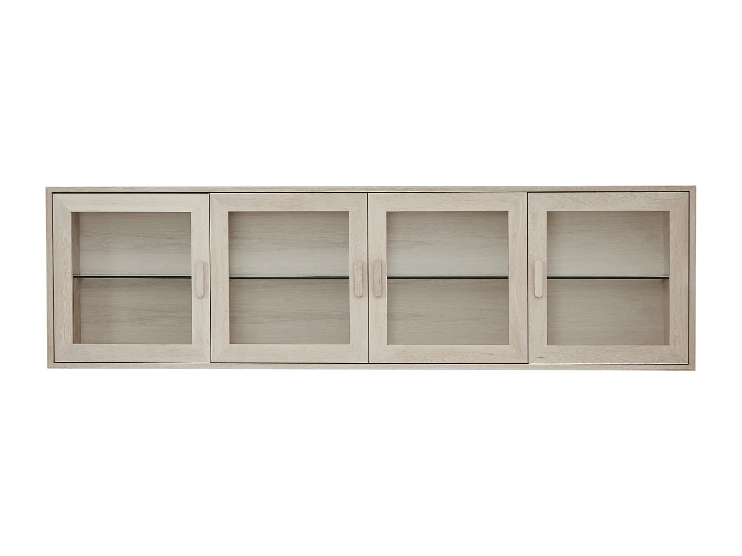 Vitrine murale Porto avec 4 portes et 4 niches - Chêne massif et MDF - huile blanche