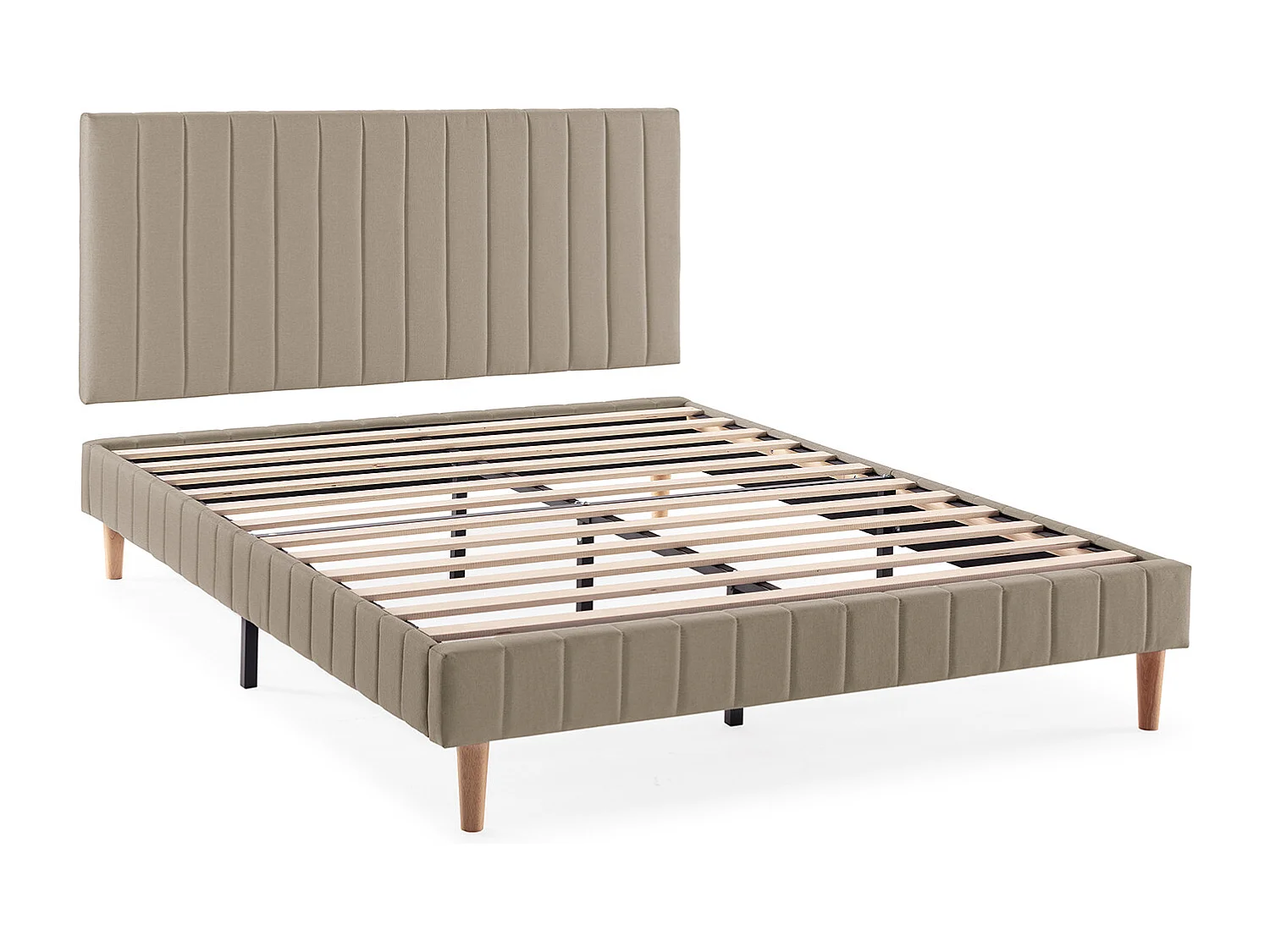 Sommier + tête de lit Eris 150x190 cm Beige