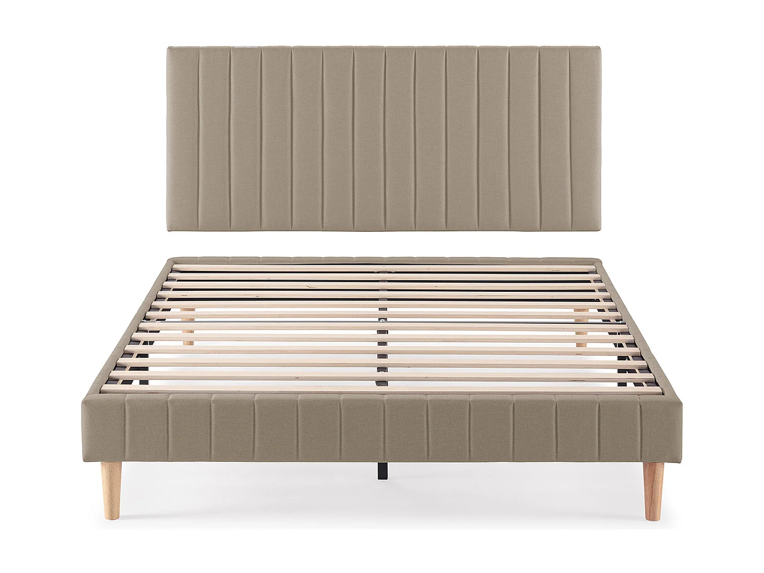 Sommier + tête de lit Eris 150x190 cm Beige