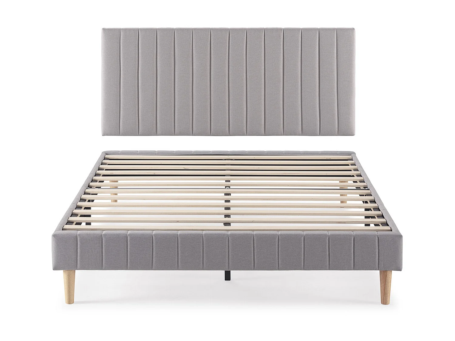 Base estofada + cabeceira Eris 140x190 cm Cinza claro