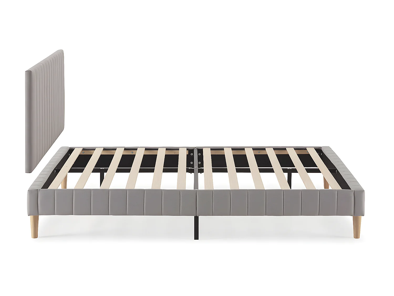 Beklede basis + hoofdeinde Eris 140x200 cm Lichtgrijs