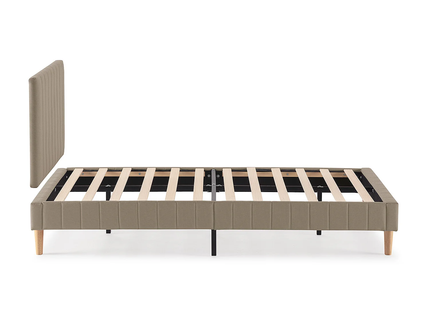 Sommier + tête de lit Eris 90x190 cm Beige