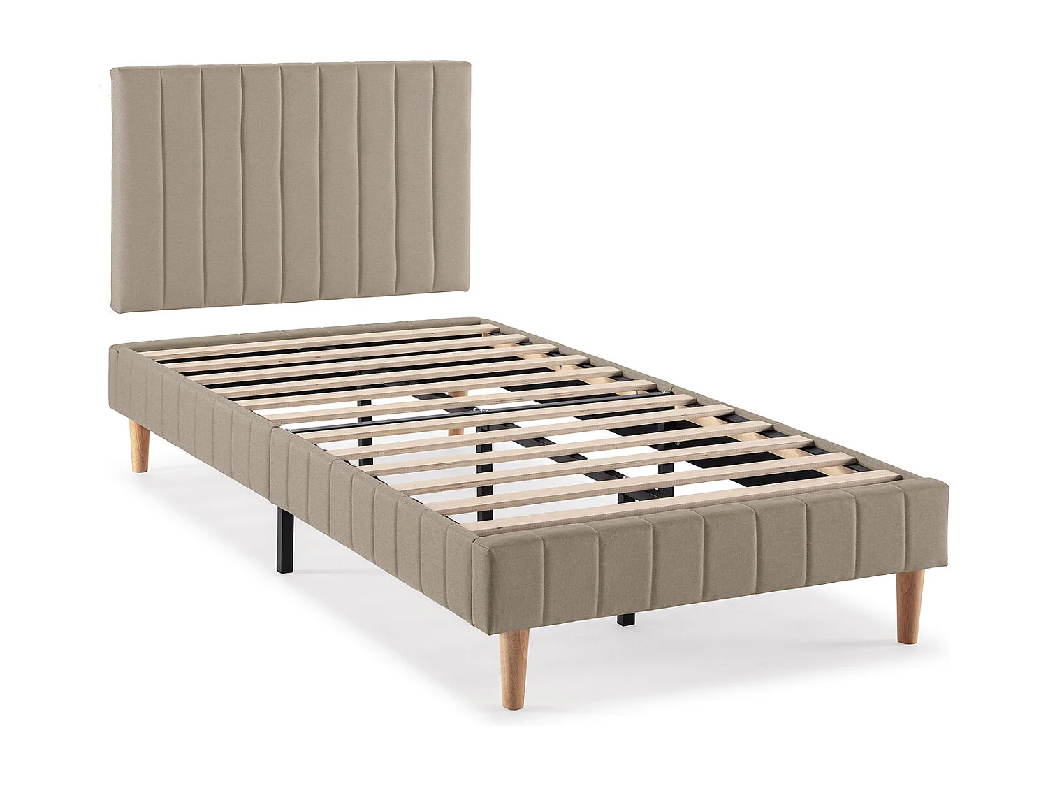 Sommier + tête de lit Eris 90x190 cm Beige