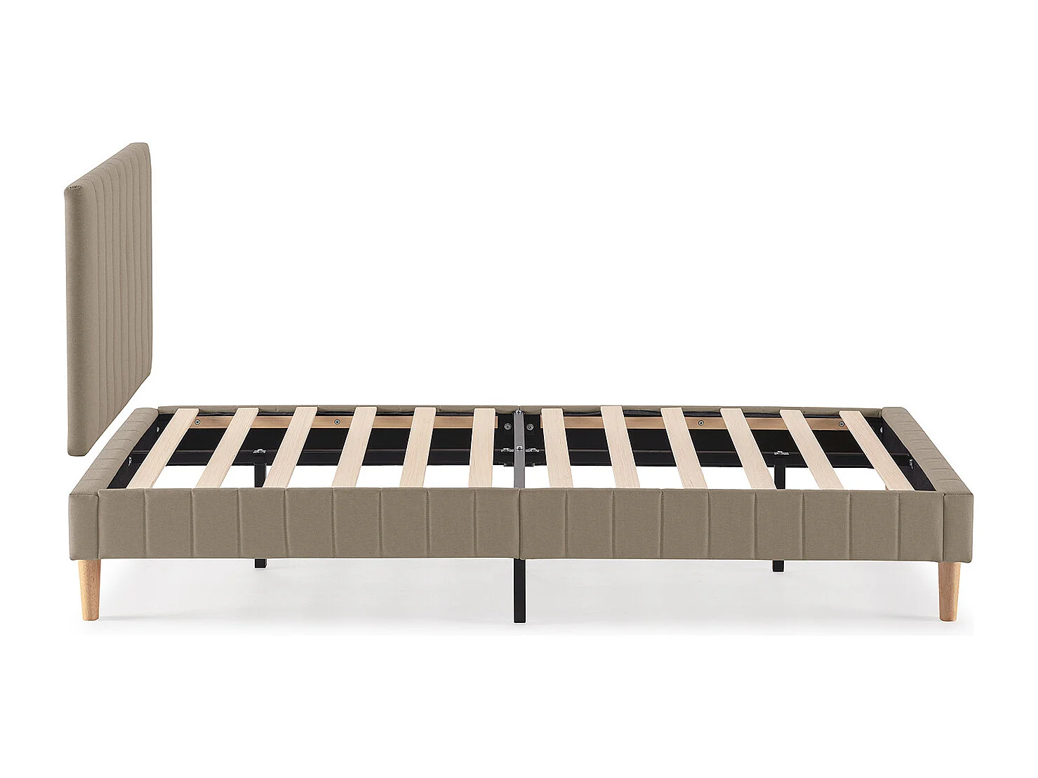 Sommier + tête de lit Eris 90x190 cm Beige