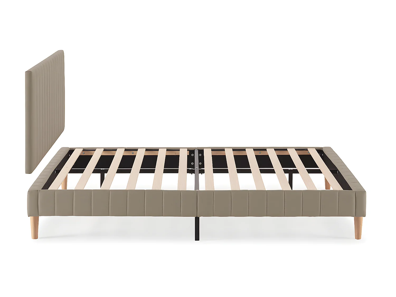 Sommier + tête de lit Eris 140x190 cm Beige