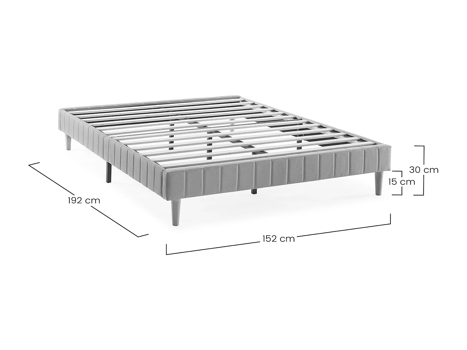 Base estofada Eris 150x190 cm cinza escuro
