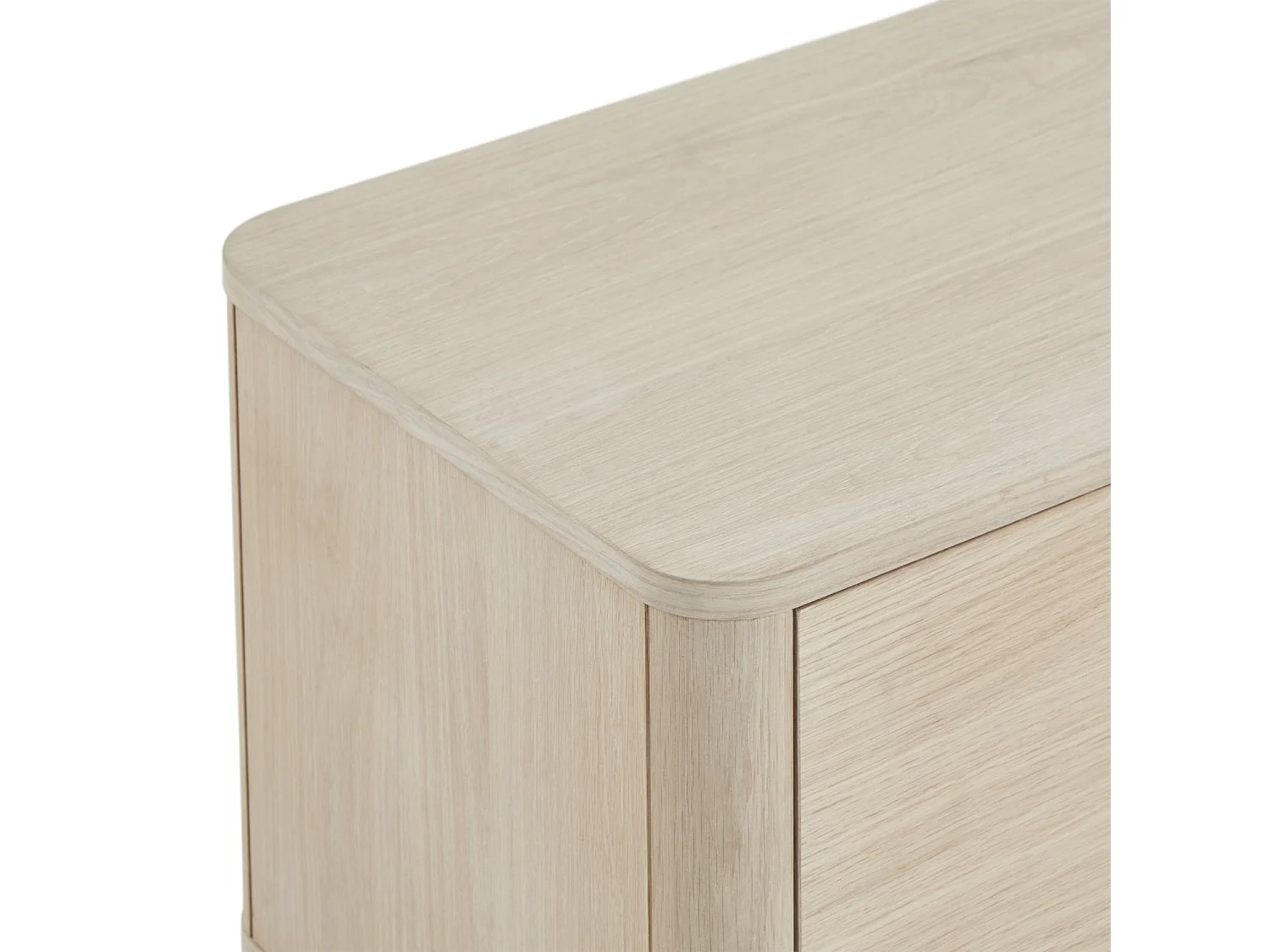 Meuble TV Nyborg avec 3 portes et 2 niches - Chêne massif et MDF - huile blanche