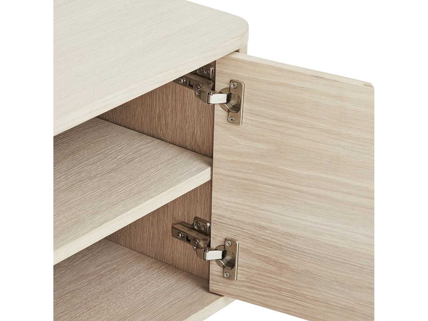 Meuble TV Nyborg avec 3 portes et 2 niches - Chêne massif et MDF - huile blanche