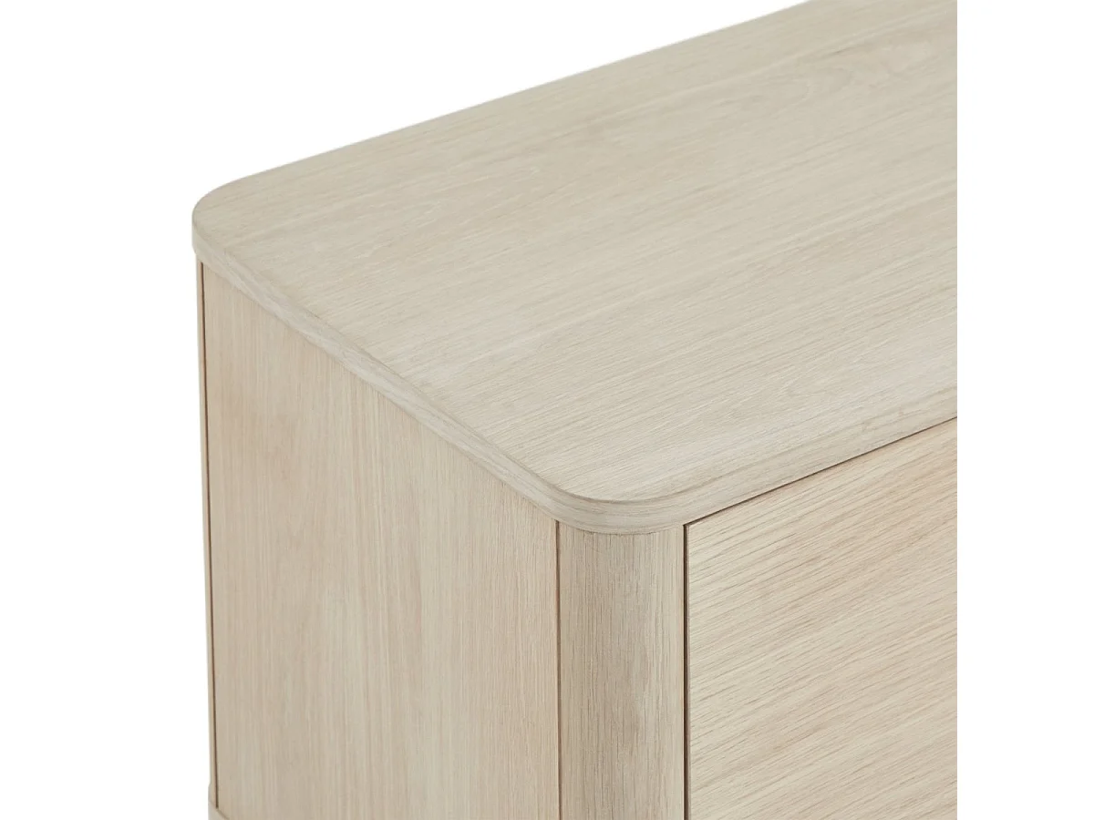 Meuble TV Nyborg avec 3 portes et 2 niches - Chêne massif et MDF - huile blanche