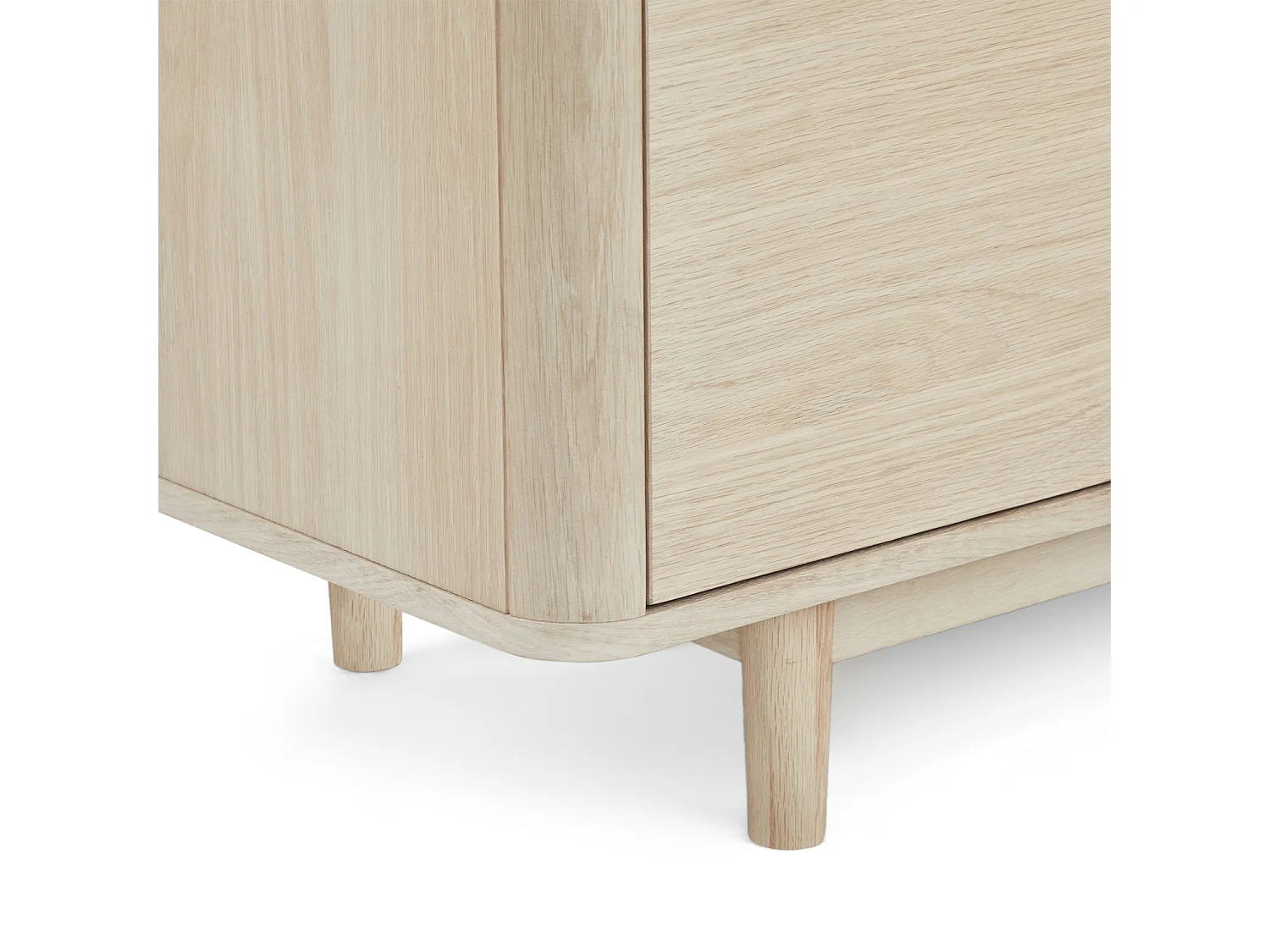 Meuble TV Nyborg avec 3 portes et 2 niches - Chêne massif et MDF - huile blanche