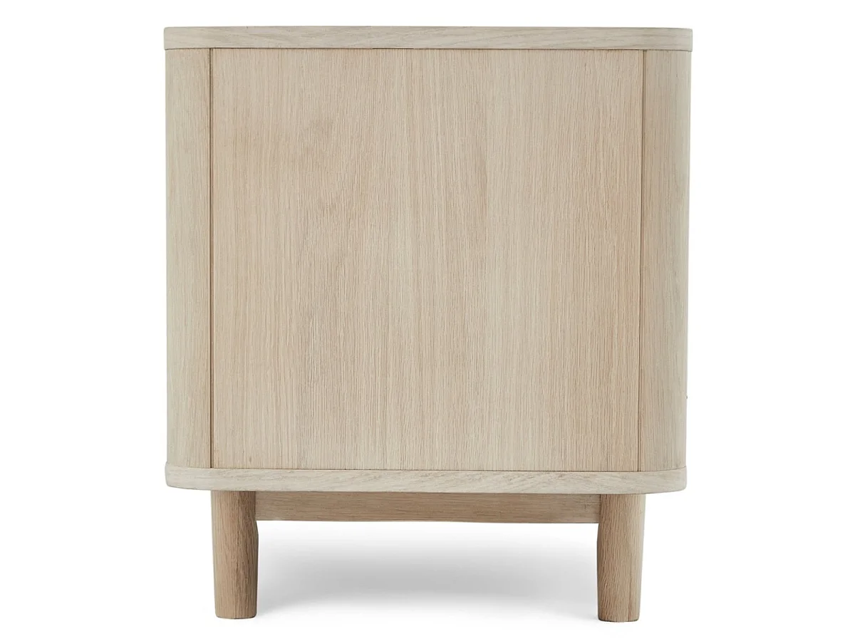 Meuble TV Nyborg avec 3 portes et 2 niches - Chêne massif et MDF - huile blanche