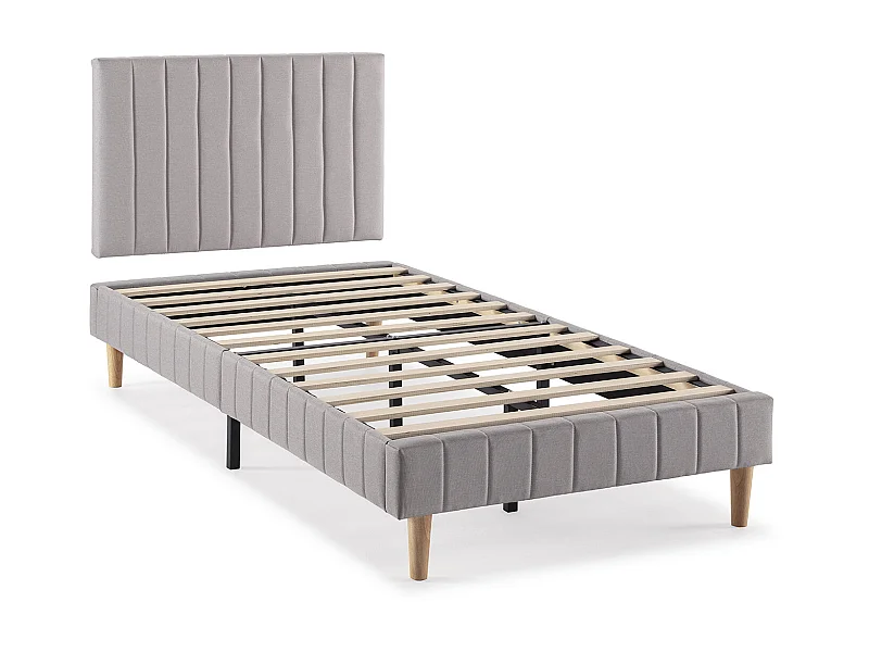 Beklede basis + hoofdeinde Eris 90x190 cm Lichtgrijs