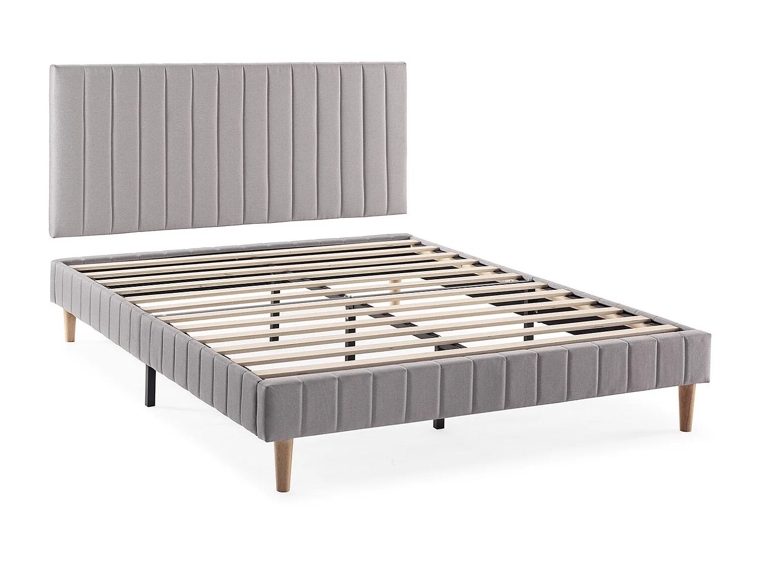 Sommier + tête de lit Eris 150x190 cm Gris clair