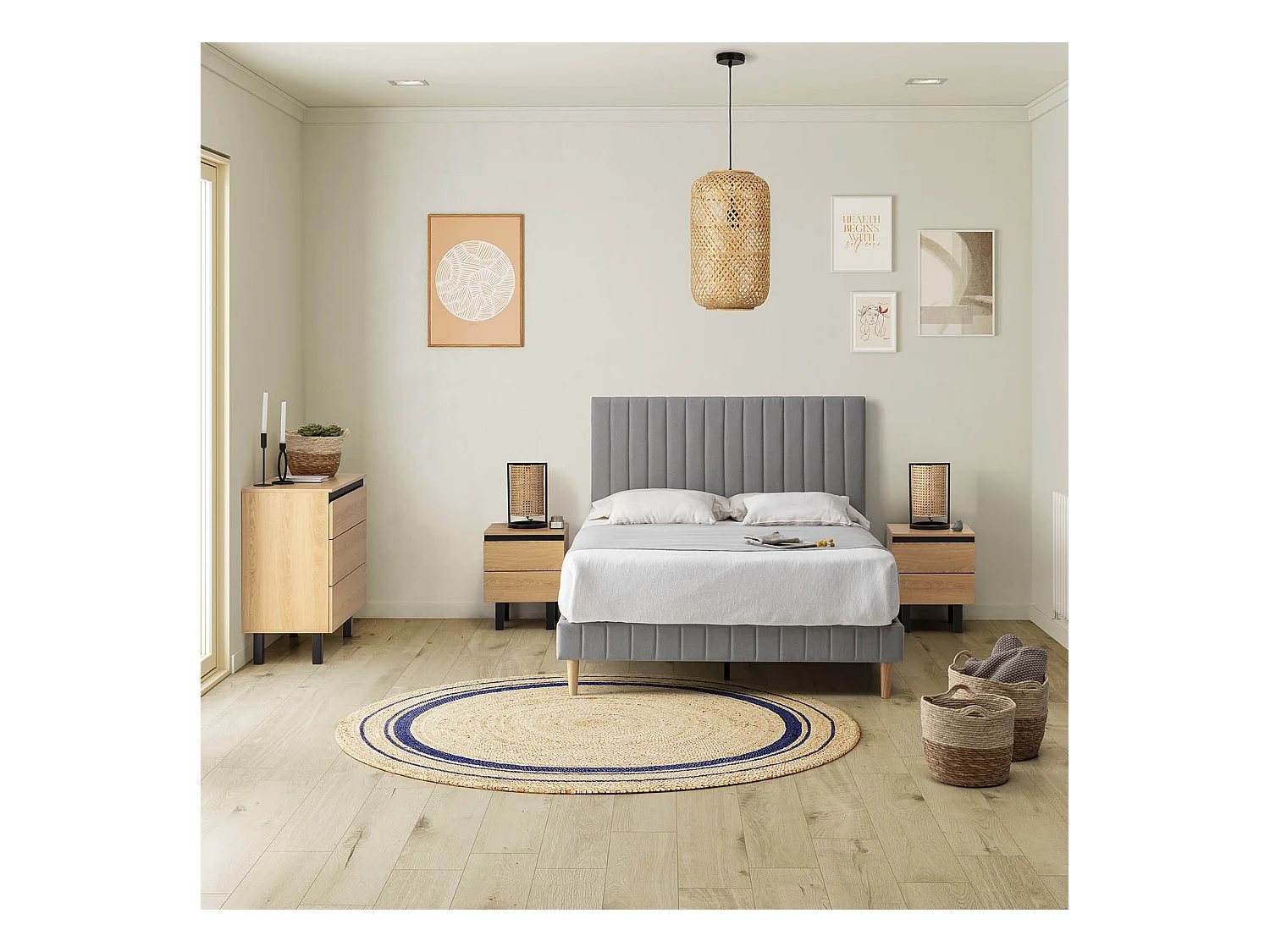 Base imbottita Eris 150x190 cm Grigio chiaro