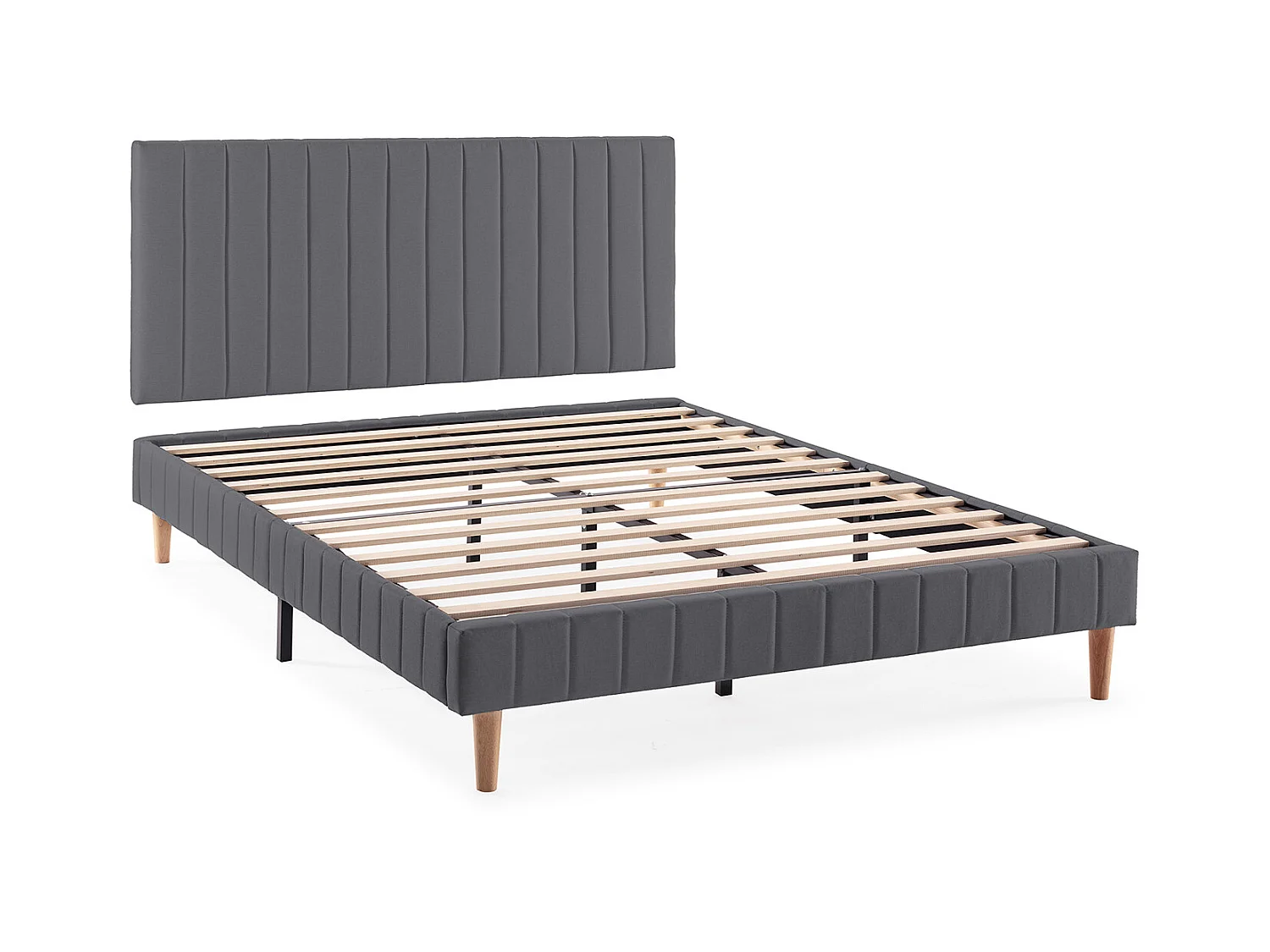 Sommier + tête de lit Eris 150x190 cm Gris foncé