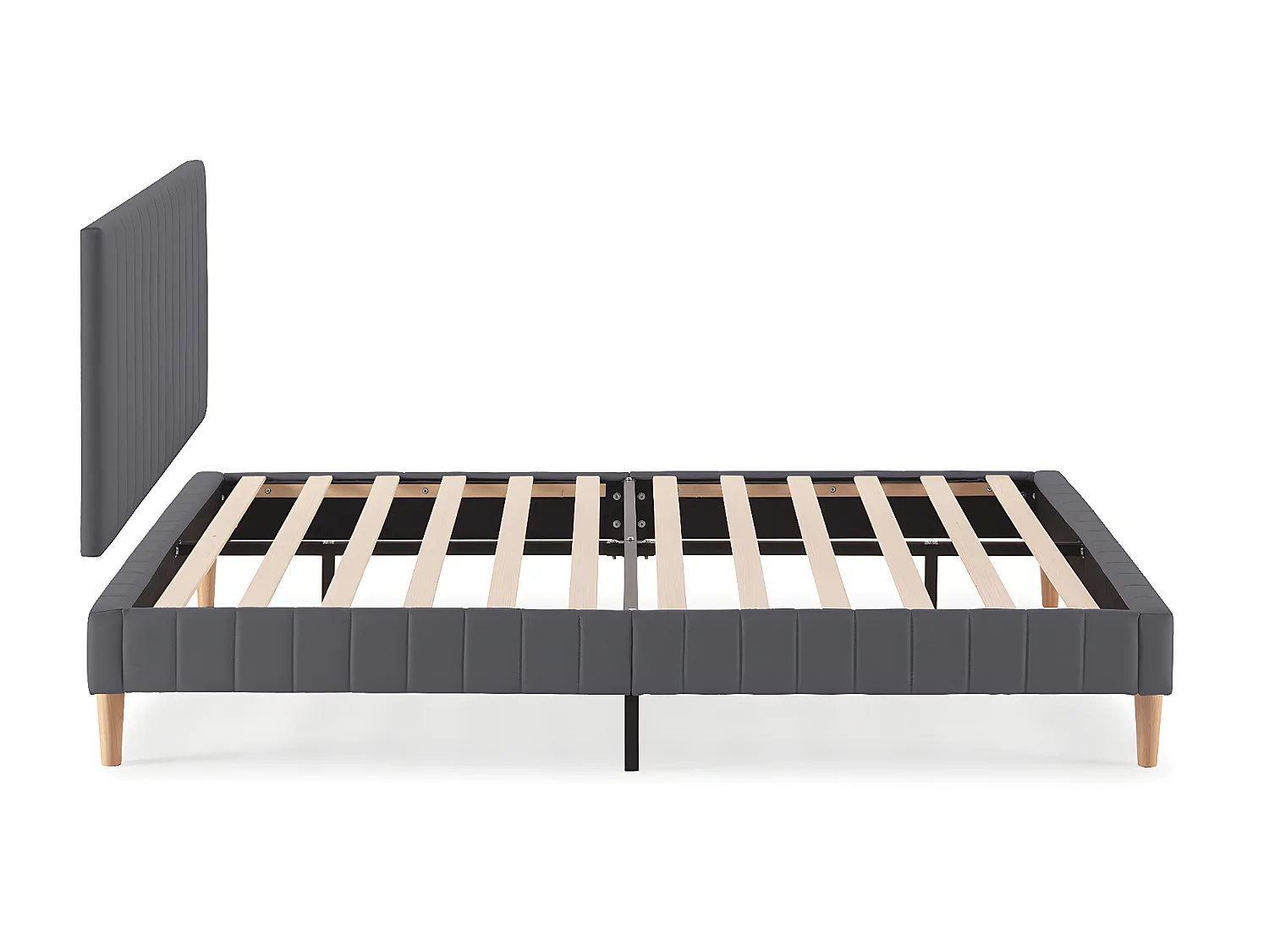 Sommier + tête de lit Eris 150x190 cm Gris foncé