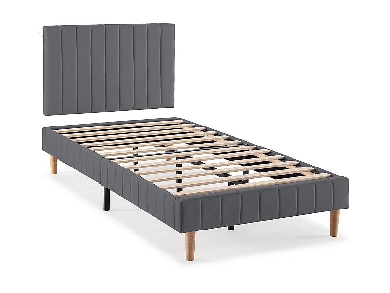 Polsterbett + kopfteil Eris 90x190 cm, Dunkelgrau