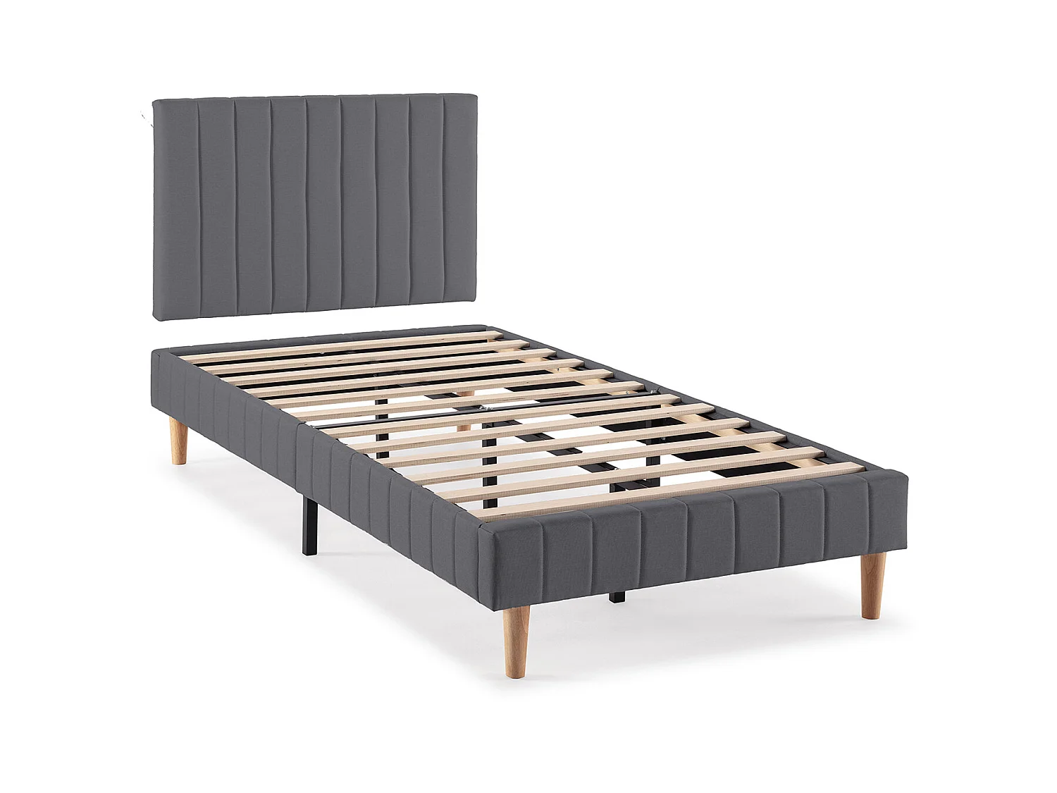 Sommier + tête de lit Eris 90x190 cm Gris foncé