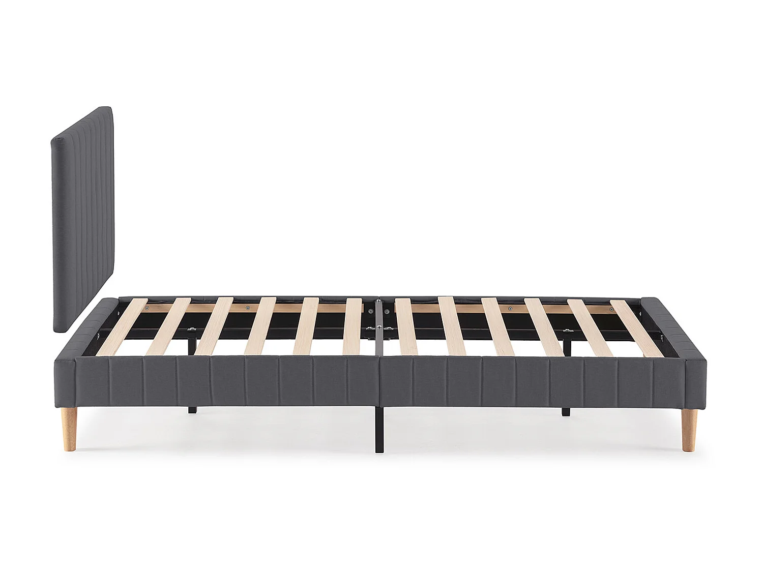 Beklede basis + hoofdeinde Eris 90x190 cm Donkergrijs