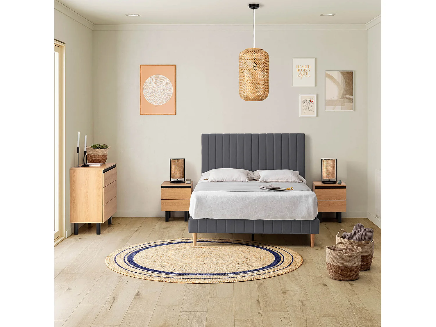 Base rembourrée Eris 90x190 cm Gris foncé