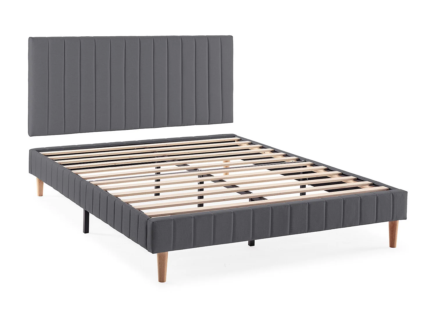 Sommier + tête de lit Eris 140x190 cm Gris foncé