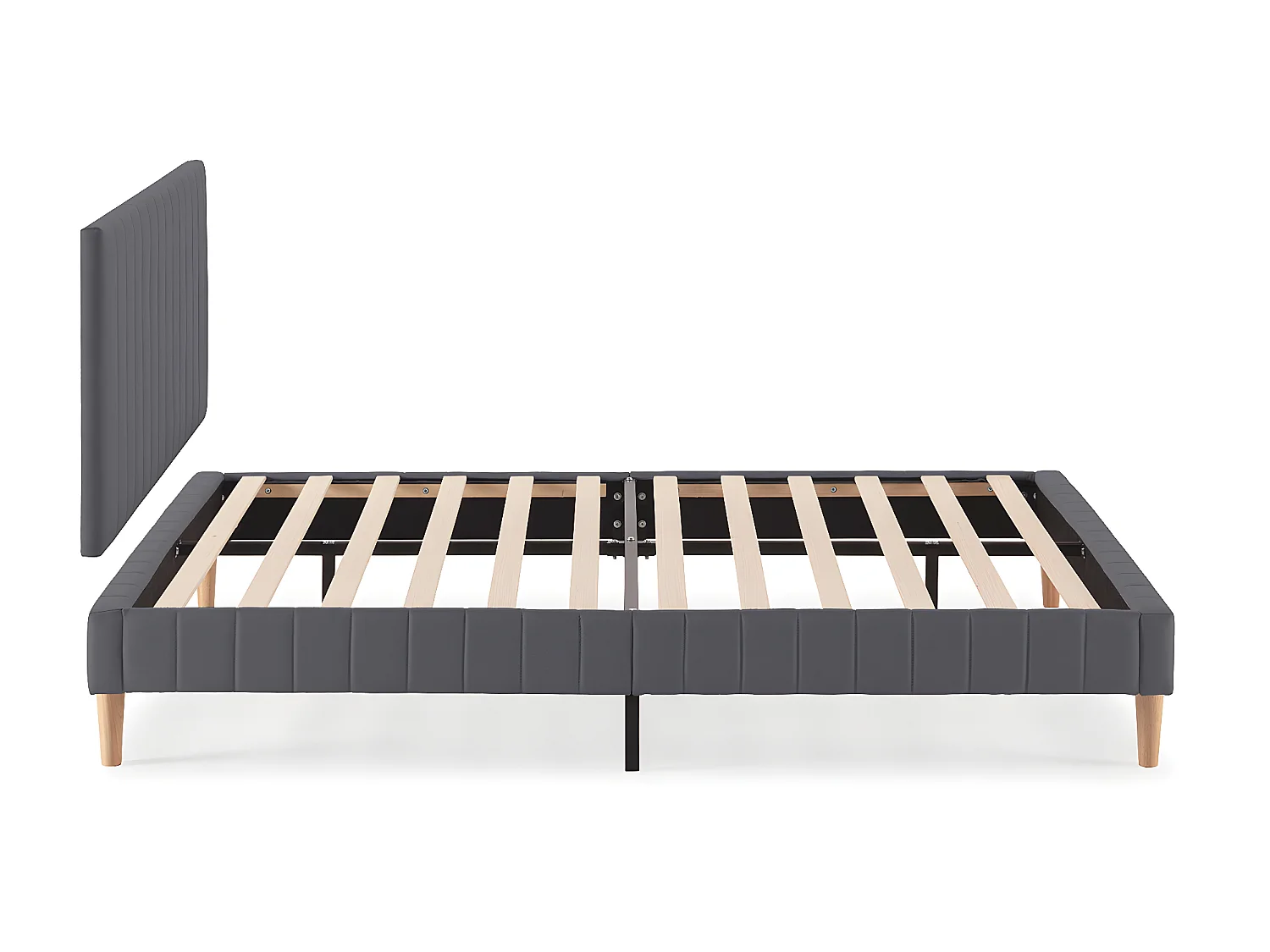 Sommier + tête de lit Eris 140x190 cm Gris foncé