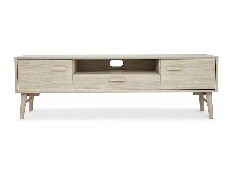 Tv-meubel Porto - 2 deuren, 1 nis - Massief eikenhout & MDF - Witte olie