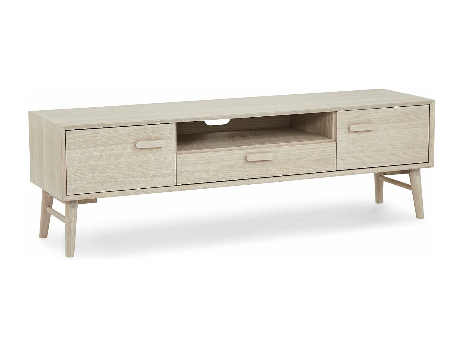 Tv-meubel Porto - 2 deuren, 1 nis - Massief eikenhout & MDF - Witte olie