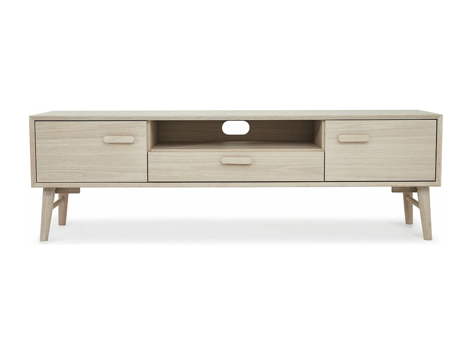 Tv-meubel Porto - 2 deuren, 1 nis - Massief eikenhout & MDF - Witte olie