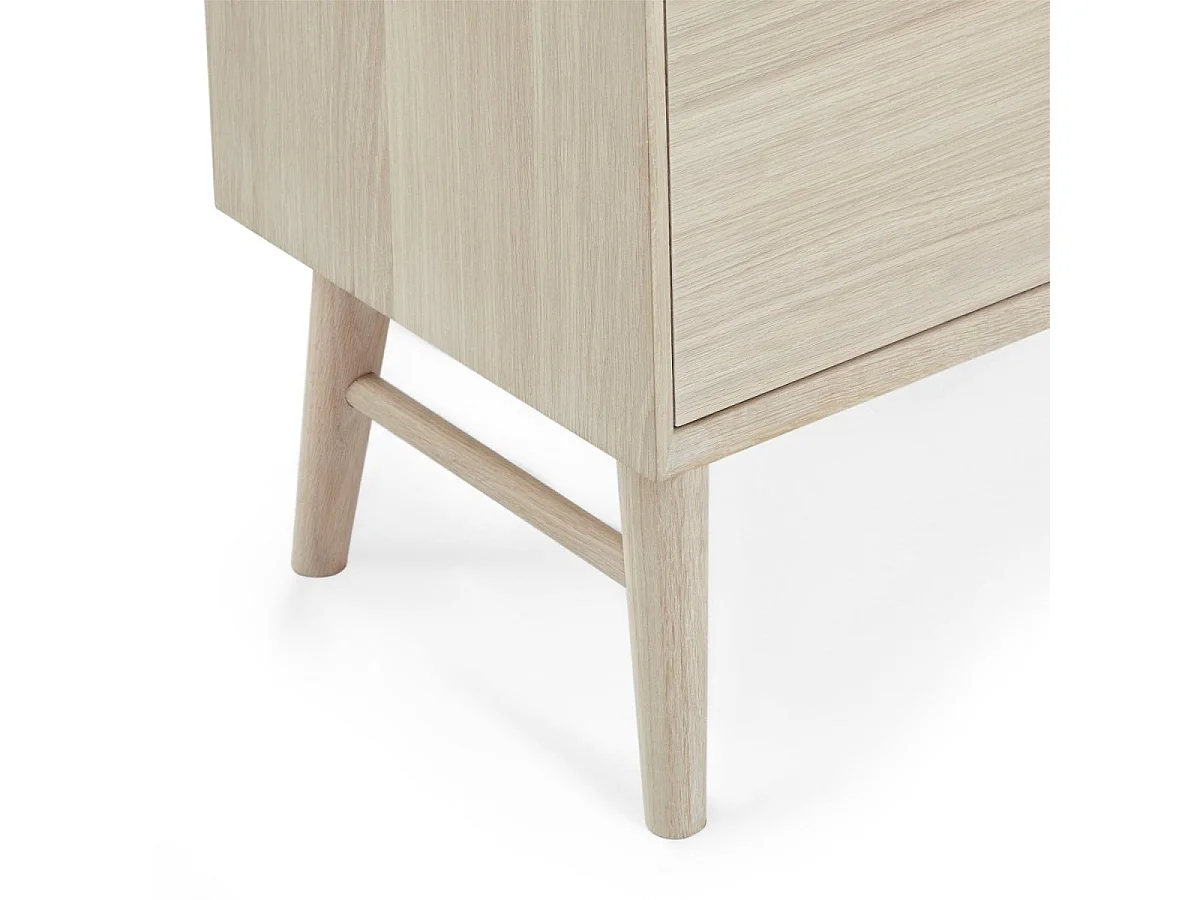 Meuble TV Porto avec 2 portes et 1 niche - Chêne massif et MDF - huile blanche