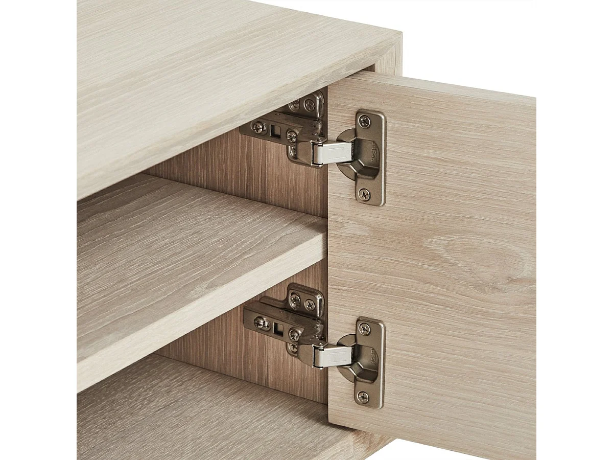 Meuble TV Porto avec 2 portes et 1 niche - Chêne massif et MDF - huile blanche