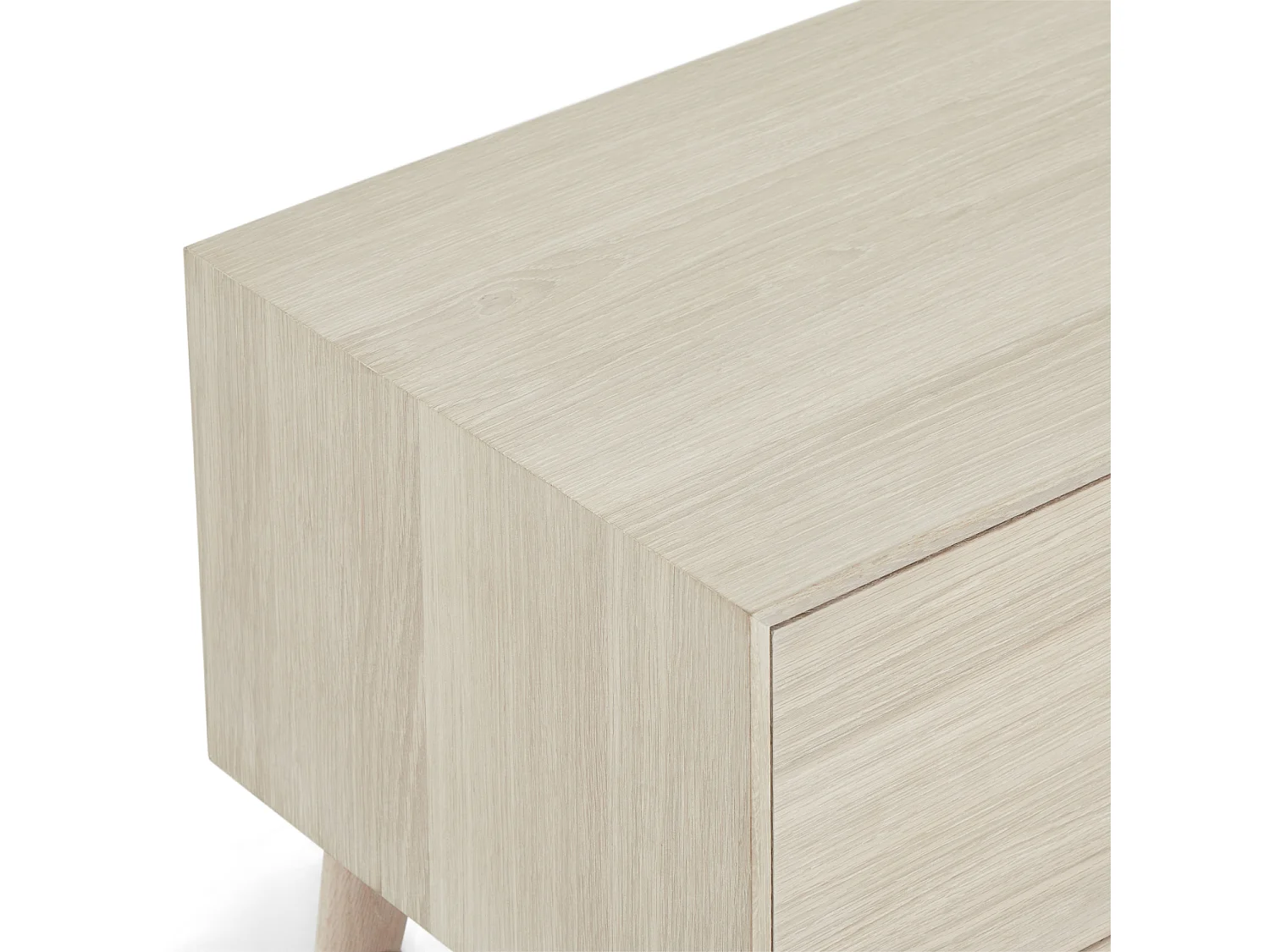 Meuble TV Porto avec 2 portes et 1 niche - Chêne massif et MDF - huile blanche