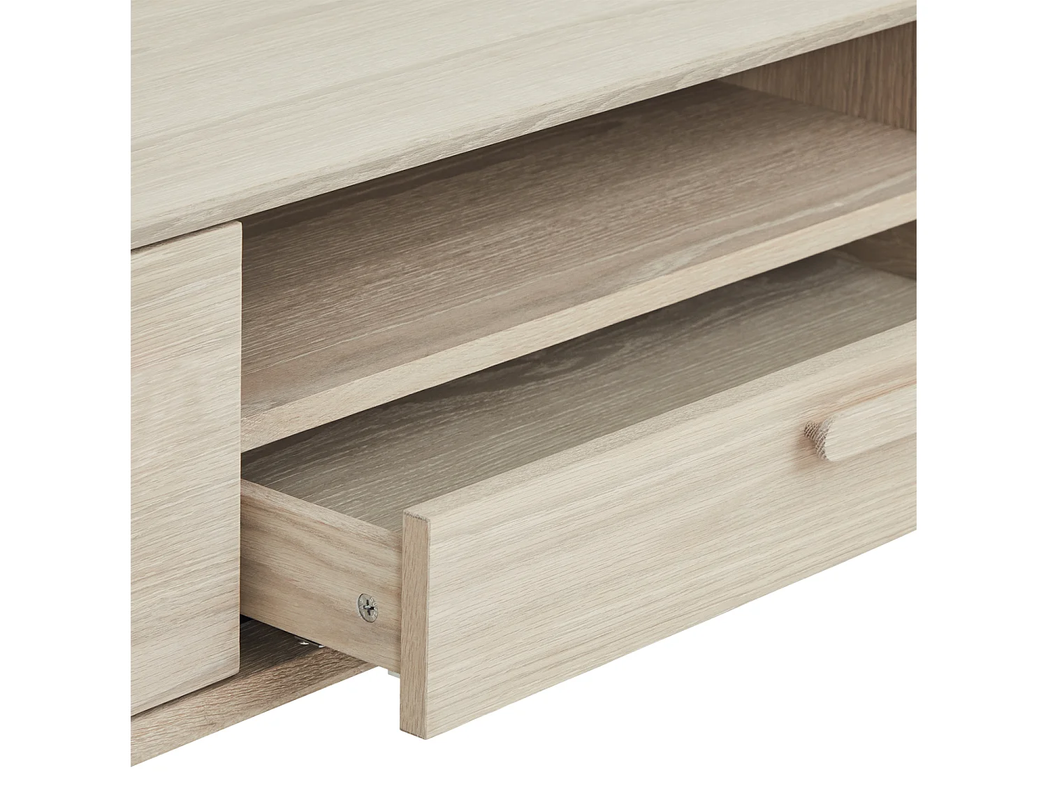 Meuble TV Porto avec 2 portes et 1 niche - Chêne massif et MDF - huile blanche