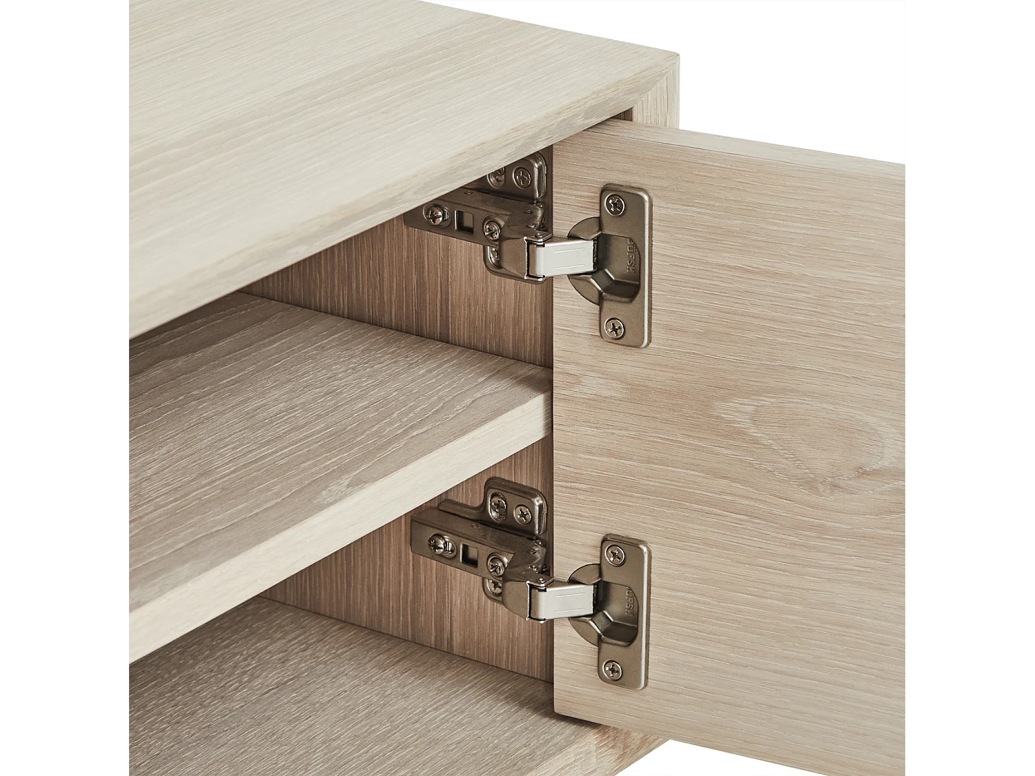 Meuble TV Porto avec 2 portes et 1 niche - Chêne massif et MDF - huile blanche