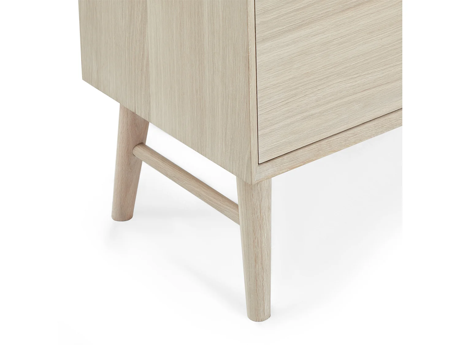 Meuble TV Porto avec 2 portes et 1 niche - Chêne massif et MDF - huile blanche