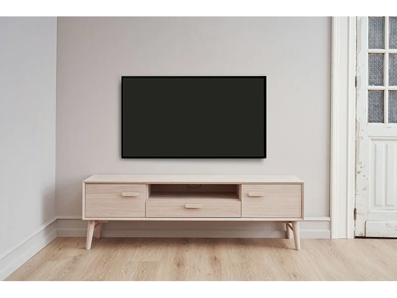 TV-Möbel mit 2 Türen Porto - Eichenfurnier & MDF - Eiche bianco