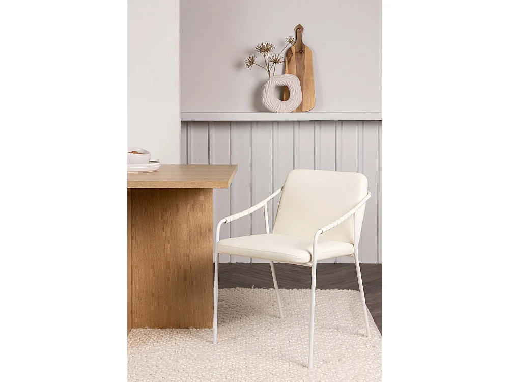 Tvist chaise de salle à manger avec accoudoirs Simili cuir PU beige