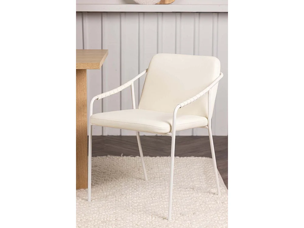 Tvist chaise de salle à manger avec accoudoirs Simili cuir PU beige