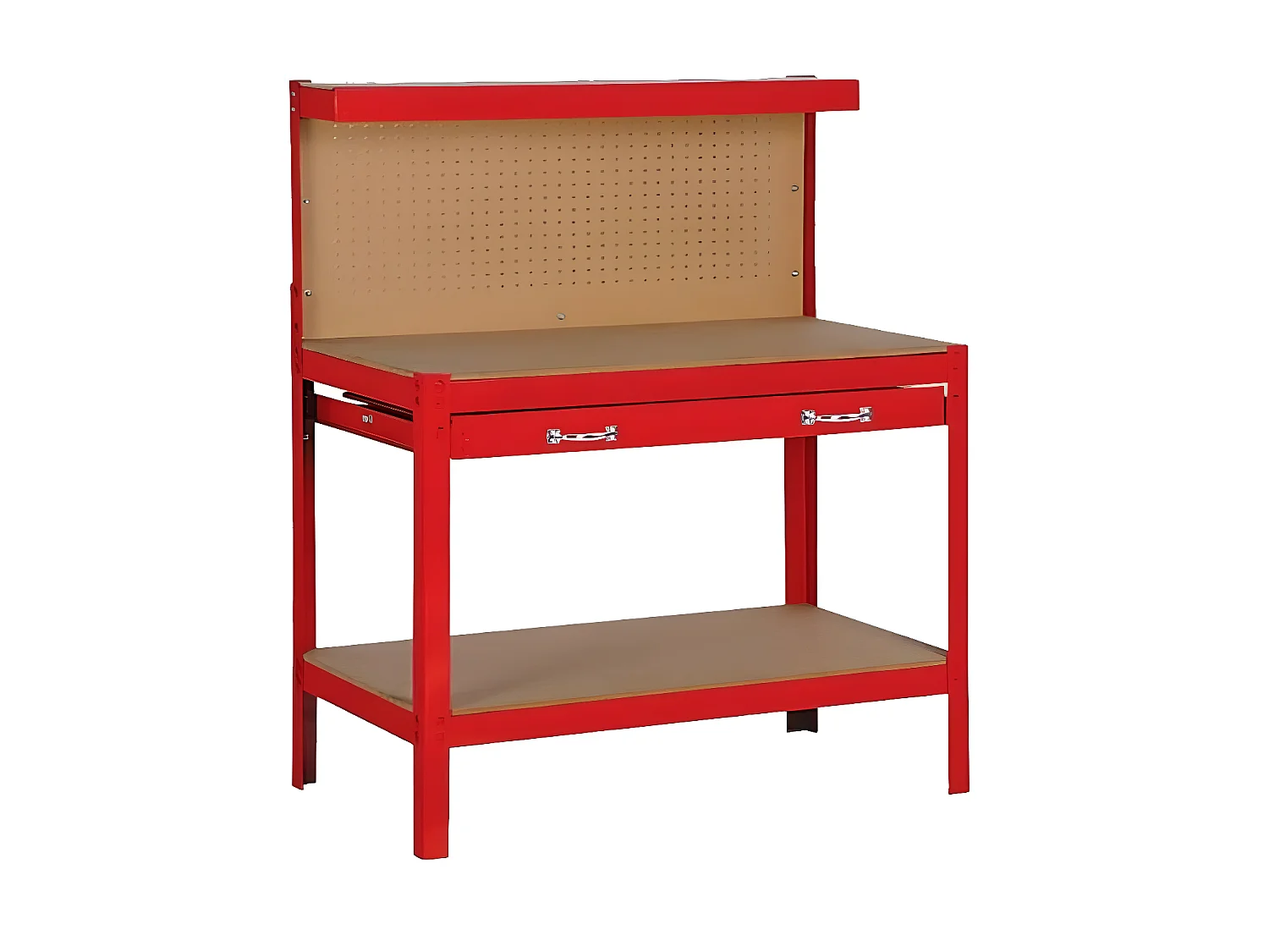 Établi à plan de travail épais de 12 mm - 1 grand tiroir - Rouge